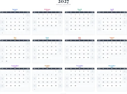 2027 One-Page Calendar thumbnail