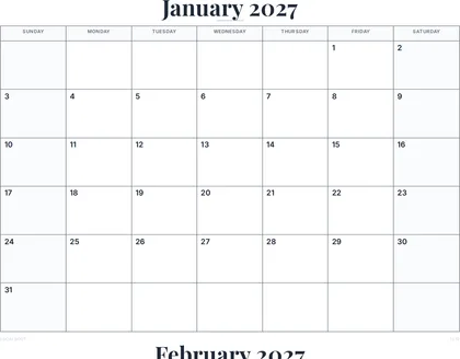 2027 Calendar Pages (12-Month Pack) thumbnail