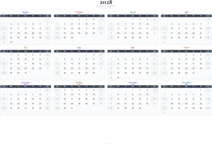 2028 One-Page Calendar thumbnail
