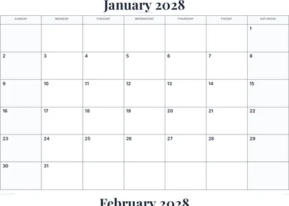 2028 Calendar Pages (12-Month Pack) thumbnail
