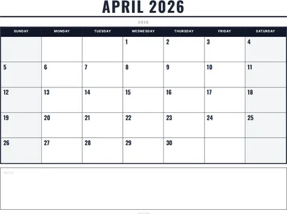 April 2026 Calendar thumbnail