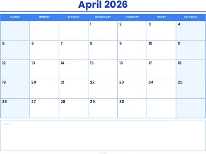 April 2026 Calendar thumbnail