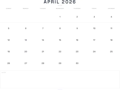 April 2026 Calendar thumbnail