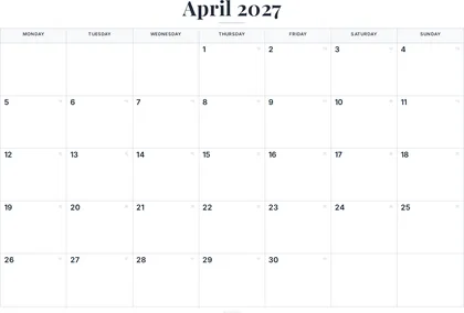 April 2027 Calendar thumbnail