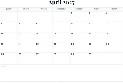 April 2027 Calendar thumbnail