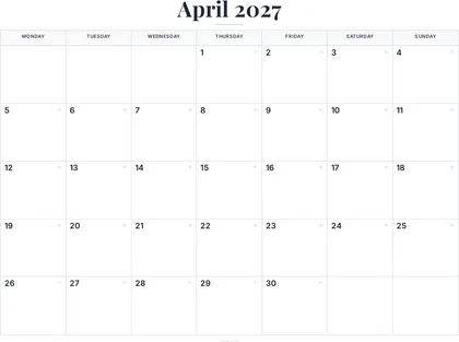 April 2027 Calendar thumbnail