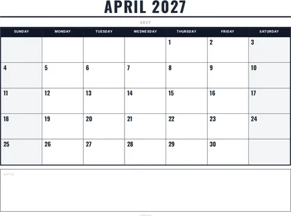 April 2027 Calendar thumbnail