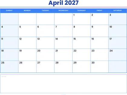 April 2027 Calendar thumbnail