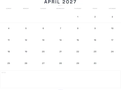 April 2027 Calendar thumbnail