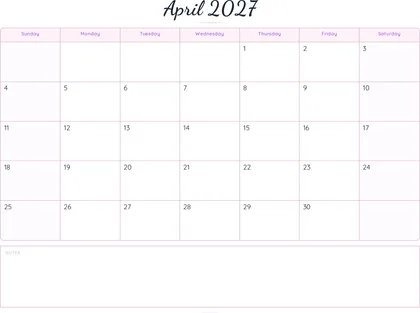 April 2027 Calendar thumbnail