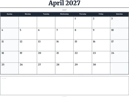 April 2027 Calendar thumbnail
