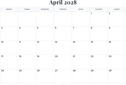 April 2028 Calendar thumbnail