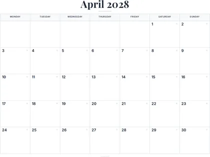 April 2028 Calendar thumbnail