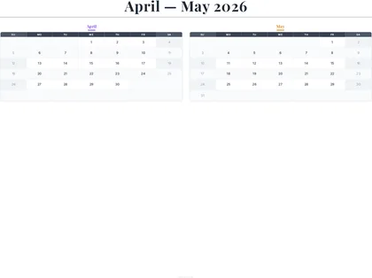 April–May 2026 Calendar thumbnail
