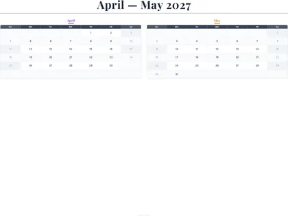 April–May 2027 Calendar thumbnail