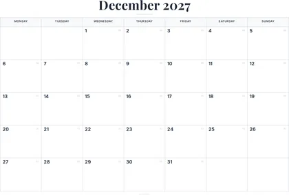 December 2027 Calendar thumbnail