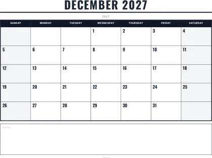 December 2027 Calendar thumbnail