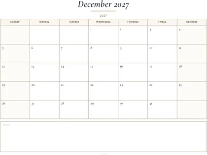 December 2027 Calendar thumbnail