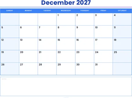 December 2027 Calendar thumbnail