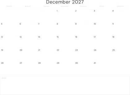 December 2027 Calendar thumbnail