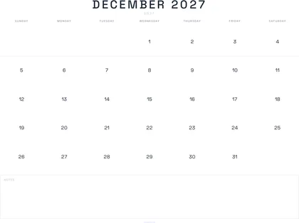 December 2027 Calendar thumbnail