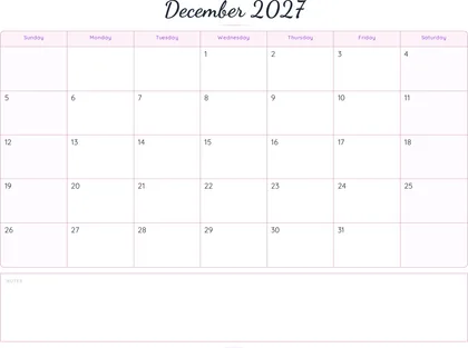 December 2027 Calendar thumbnail