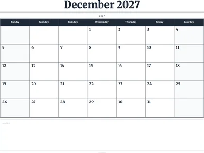 December 2027 Calendar thumbnail