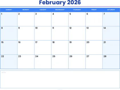February 2026 Calendar thumbnail