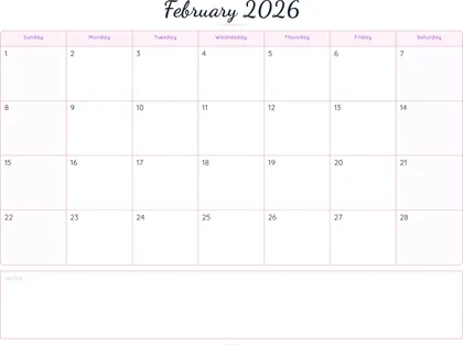 February 2026 Calendar thumbnail