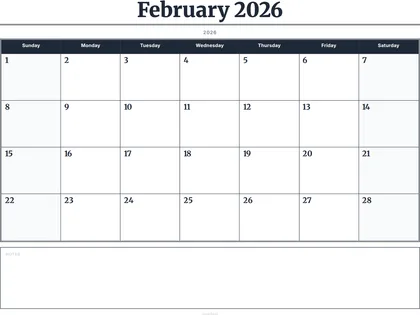 February 2026 Calendar thumbnail