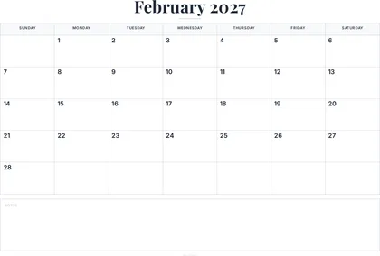February 2027 Calendar thumbnail