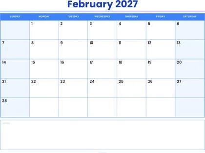 February 2027 Calendar thumbnail
