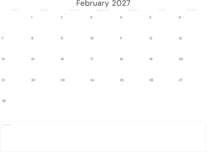 February 2027 Calendar thumbnail