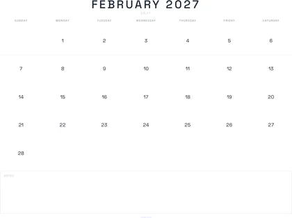 February 2027 Calendar thumbnail