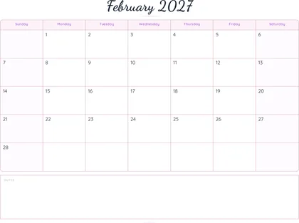 February 2027 Calendar thumbnail