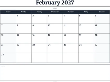 February 2027 Calendar thumbnail
