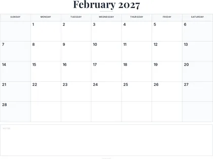February 2027 Calendar thumbnail