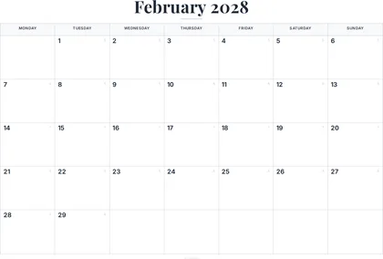 February 2028 Calendar thumbnail