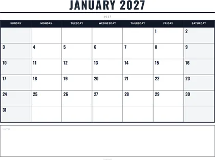 January 2027 Calendar thumbnail