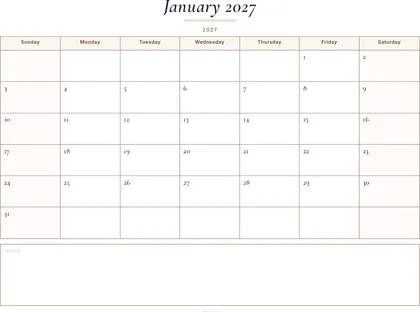 January 2027 Calendar thumbnail