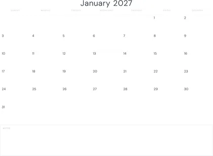 January 2027 Calendar thumbnail