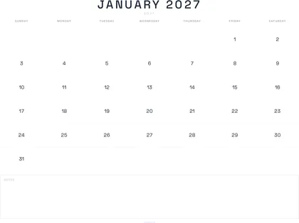January 2027 Calendar thumbnail