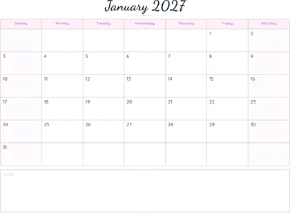 January 2027 Calendar thumbnail