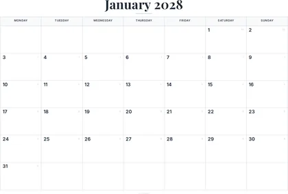 January 2028 Calendar thumbnail