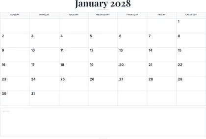 January 2028 Calendar thumbnail