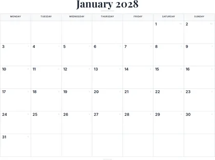 January 2028 Calendar thumbnail