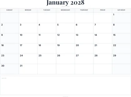 January 2028 Calendar thumbnail