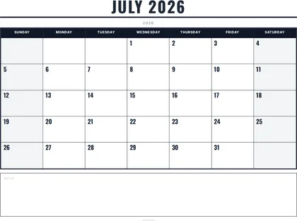 July 2026 Calendar thumbnail