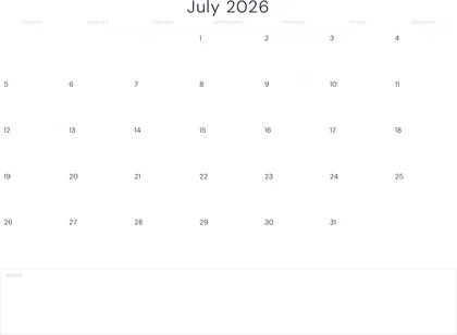July 2026 Calendar thumbnail