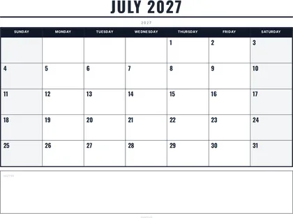 July 2027 Calendar thumbnail